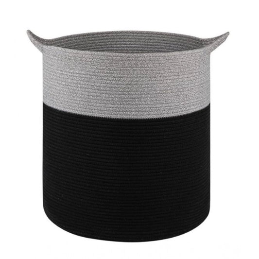 Generic Cotton 12x14 Inch-1 Pcs Storage Basket For Clothes With Out Lid (Gray-Black)