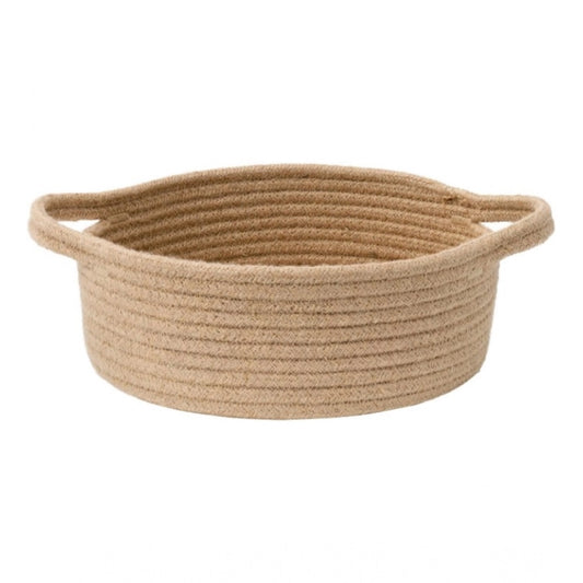 Generic Cotton 8x3 Inch Round Bedside Organizer With Out Lid (Beige)