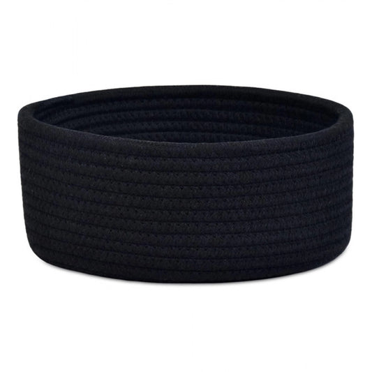 Generic Cotton 8x3 Inch Round 1 Pcs Bedside Organizer With Out Lid (Black)