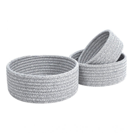 Generic Cotton 8x3 Inch Kidi Round 3 Set Bedside Organizer With Out Lid (Gray)