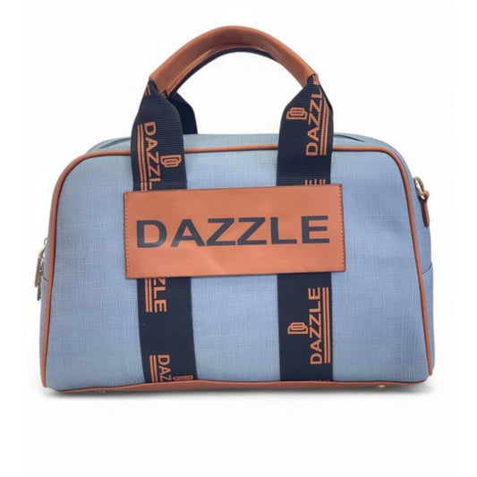 Generic Women's Polyurethane Textured Duffle Bag with Adjustable & Removable Strap (Blue)