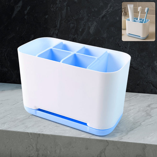 6 Compartment Multi Purpose Organizer Toothbrush Holder Stand Plastic Caddy (1 Pc)