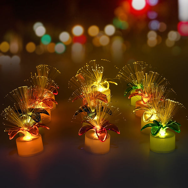 Fiber Optic Light, Mini Color Change LED Table Centerpieces, Light Up Candle, Diwali - Pack of 12