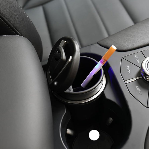 Portable Car Ashtray with Lid and Blue LED Light (1 Pc)