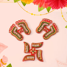 Decorative Laxmi Charan (Pagla) & Swastik Combo Set (3pc Set)
