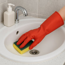 Long Cuff Multipurpose Rubber Cleaning Gloves (1 Pair, Mix Color)