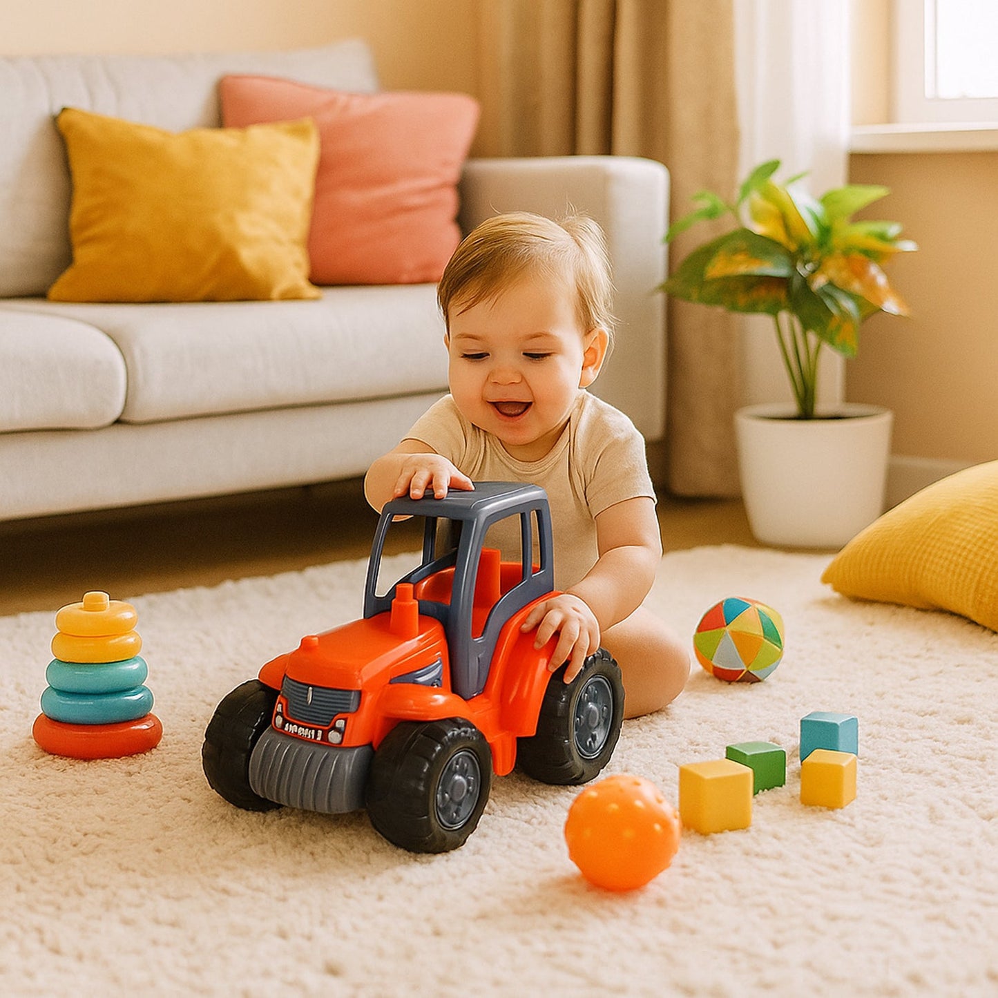 Funwoods Kids Friction Powered Tractor Toy - (1 Pc)