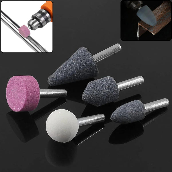 '-5 Pcs Shank Abrasive Mounted Stone (Multicolour)