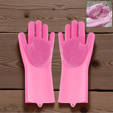 Reusable Silicone Cleaning Brush Scrubber Gloves (Multicolor)