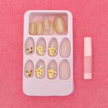 Premium Glitter 3D Floral Press-On Artificial Nail Tips with Nail Glue fake nails (1 Set)