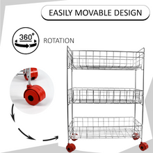 3-Tier Stainless Steel Kitchen Trolley , Fruit & Vegetable Rack