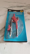 2 Pc Geometry Set – Built-in Pencil Grip + Transparent Plastic Protractor – School Geometry Tools Kit