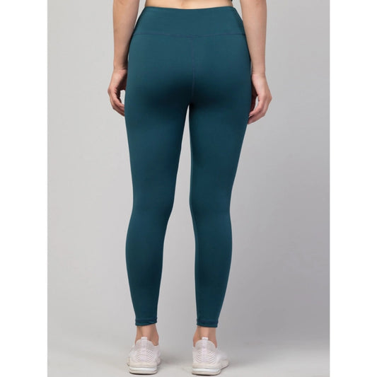Generic Women's Polyester Solid Ankle Length High-Rise Tights (Green)