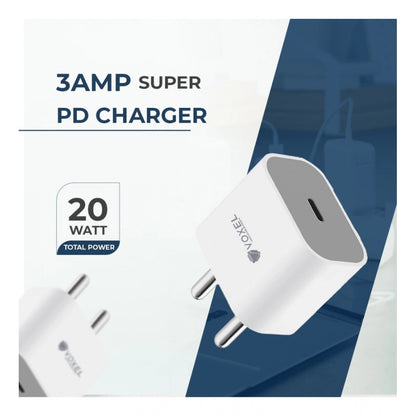 Generic VOXEL 20 Watt ' C ' Port PD Charger AB Plastic (White)