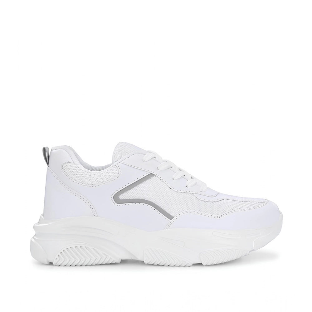Generic Women's Casual Mesh Printed Lace-Ups Shoes (White)