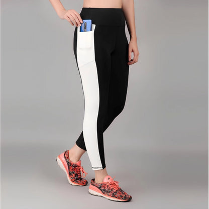 Generic Women's Polyester Solid Ankle length High Waisted Tights (Black)