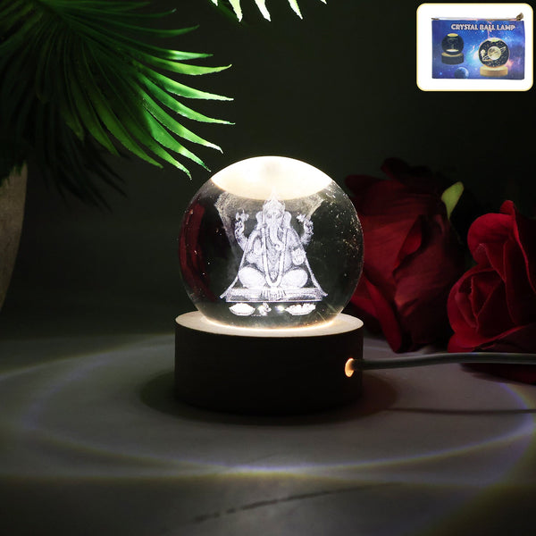 Ganesha 3D Crystal Ball Lamp