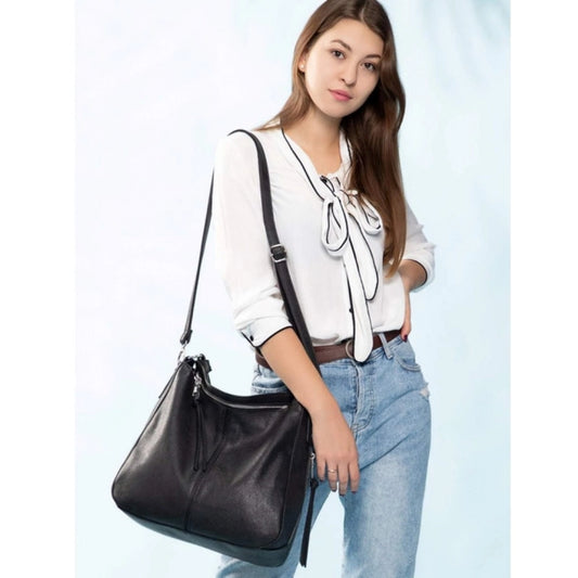 Generic Women's PU Leather Zipper Handbag (Black)
