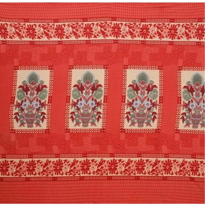 Generic Fleece Floral Printed Double Polar Warm Bedsheet with 2 Pillow Cover (Red)