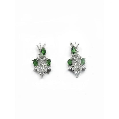 Generic Women's Brass Silver Plated Necklace set (Green)
