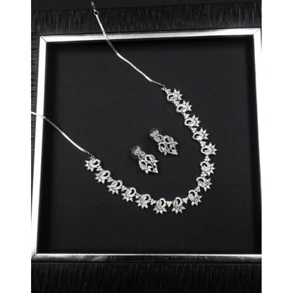 Generic Women's Brass Silver Plated Necklace set (Turquoise)