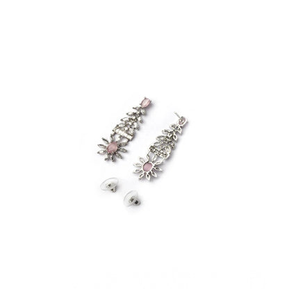 Generic Women's Brass Silver Plated Necklace set (Pink)