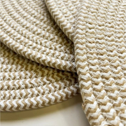 Generic Cotton Dining Table Round Placemat Mats Set of 4 (Beige-White)