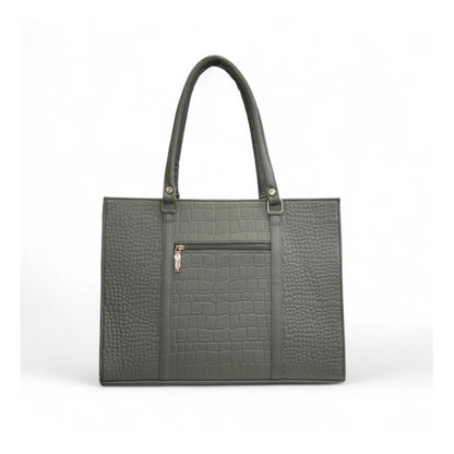Generic Women's Polyurethane Croco Shoulder Tote Bag (Green)