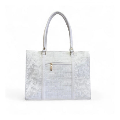 Generic Women's Polyurethane Croco Shoulder Tote Bag (White)