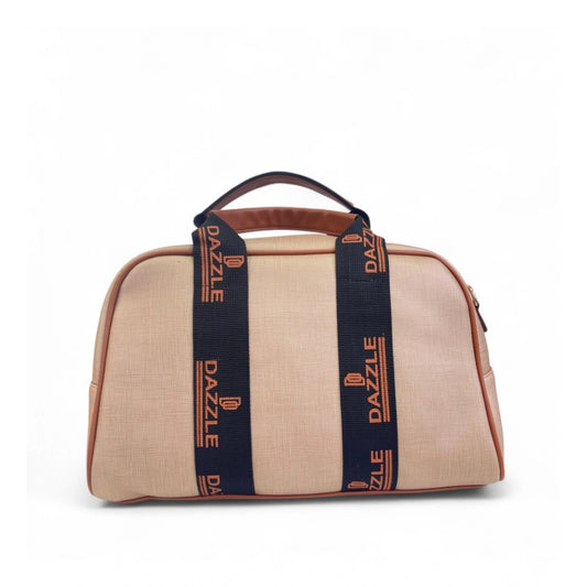 Generic Women's Polyurethane Textured Duffle Bag with Adjustable & Removable Strap (Beige-Brown)