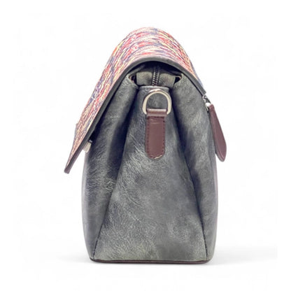Generic Women's Polyurethane Floral Embroidered Crossbody Sling Bag with Adjustable &amp; Removable Strap (Grey)