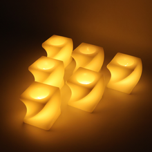 Set of 6 LED Flameless Decorative Candles – Square Shape Tealight Lamps