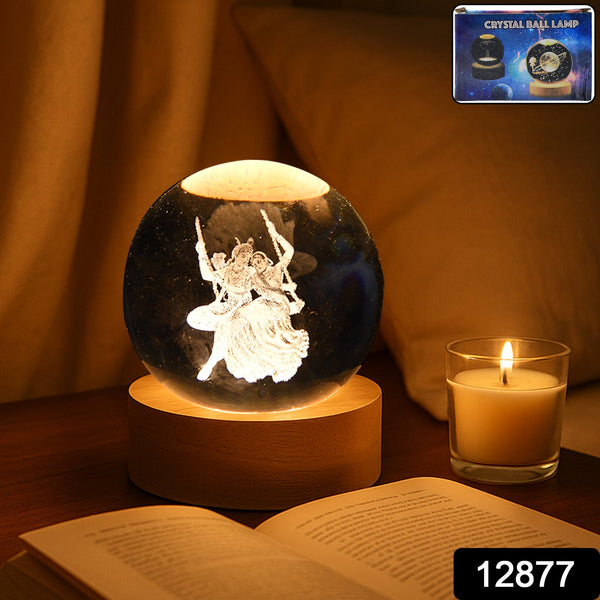 Radha Krishna 3D Crystal Ball Lamp